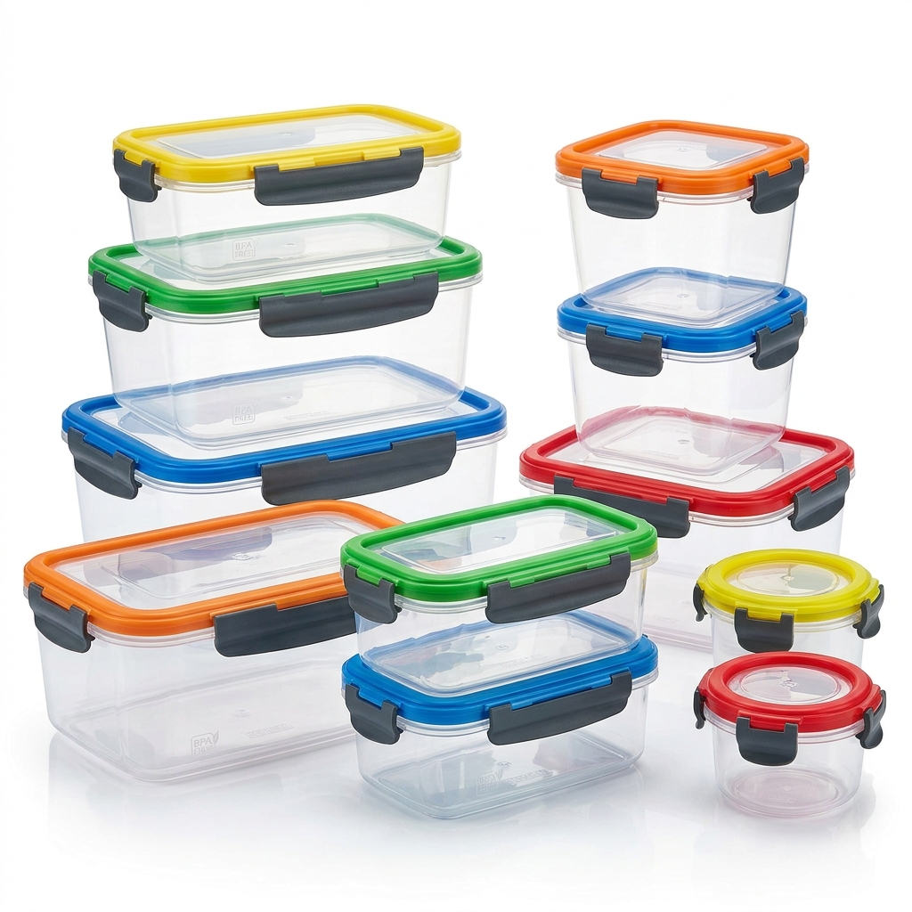 Transparente BPA-freie Lebensmittelbehälter mit Klappdeckeln