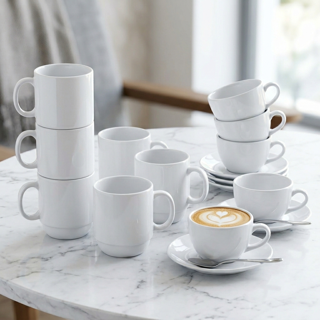 Große Porzellanbecher für Cafés und Coffee-Shops