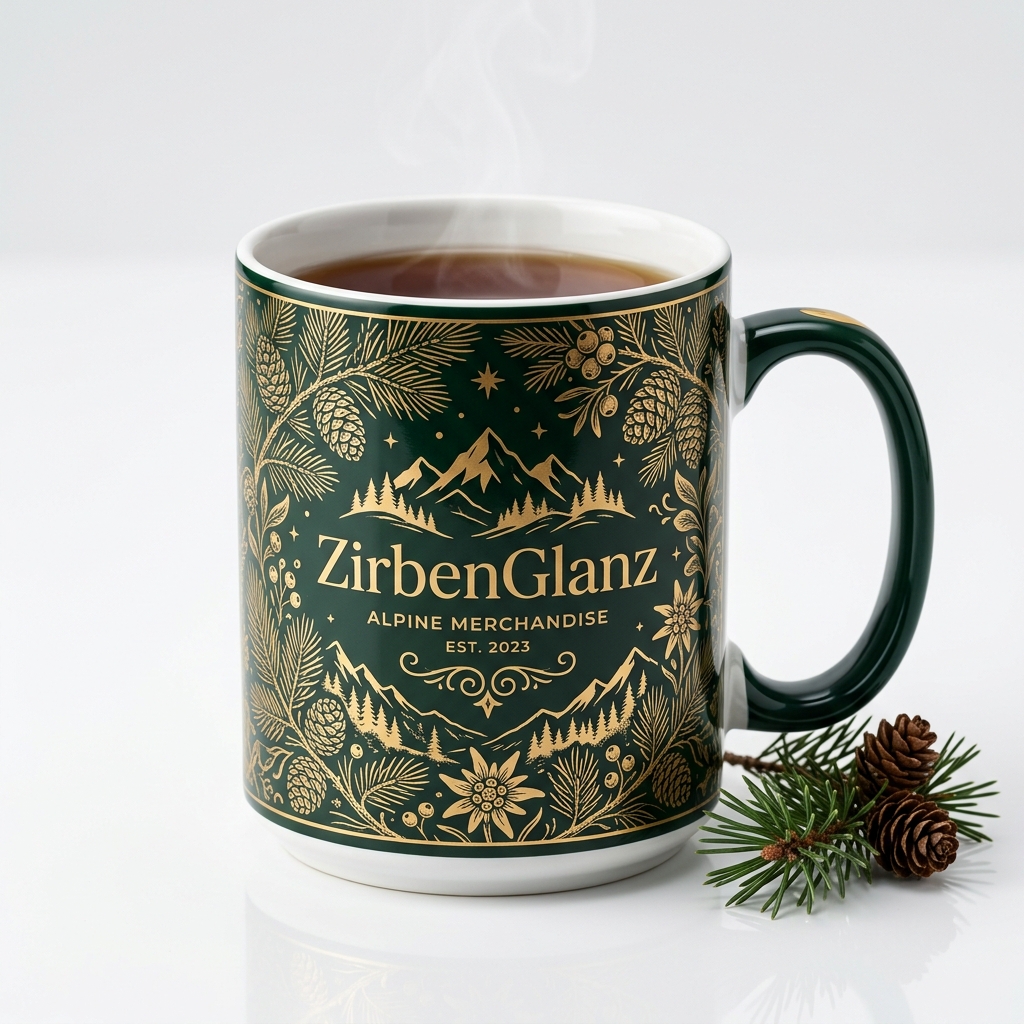 Porzellan-Mug mit vollflächigem ZirbenGlanz-Dekor