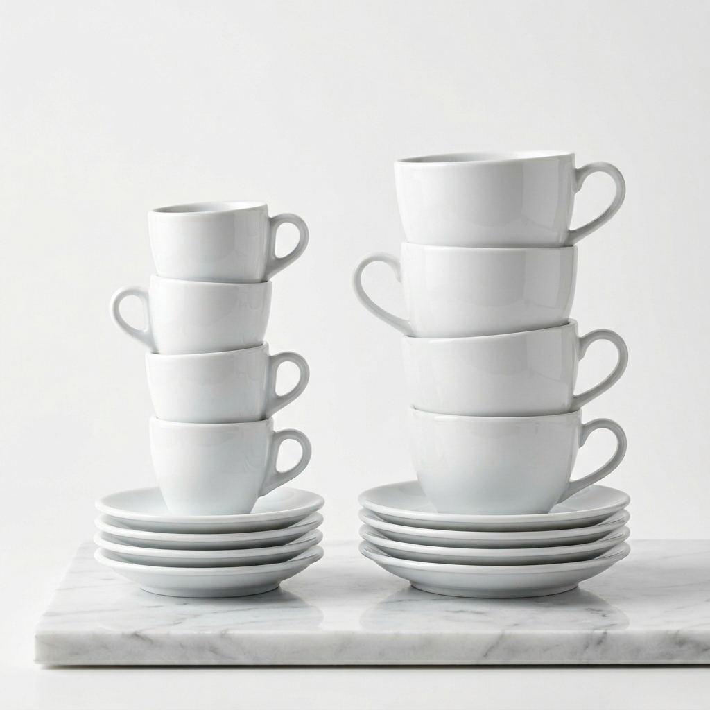 Espresso- und Cappuccinotassen aus Hotelporzellan