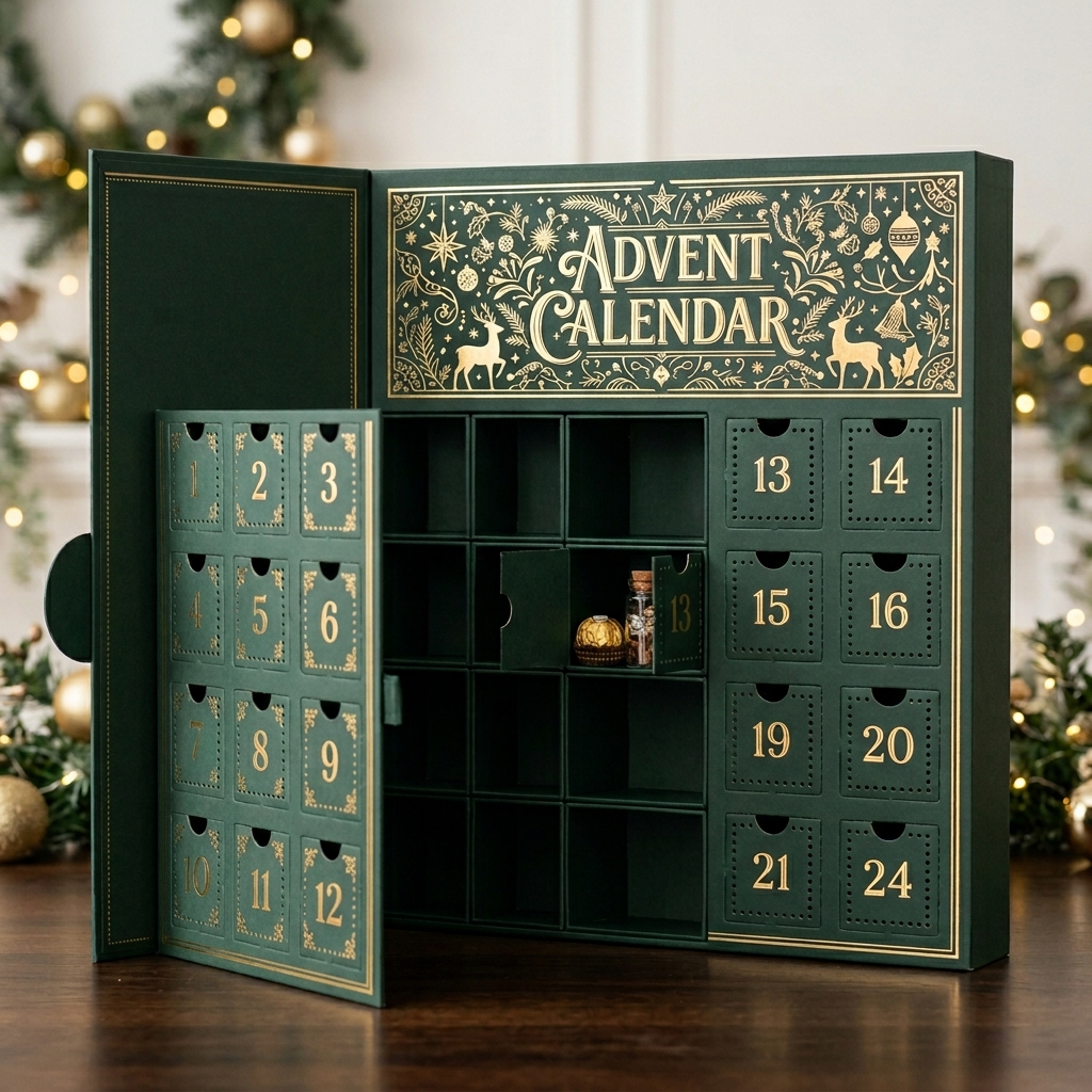 Adventskalender-Box mit 24 Fächern – Luxus Mehrfach-Fächerbox