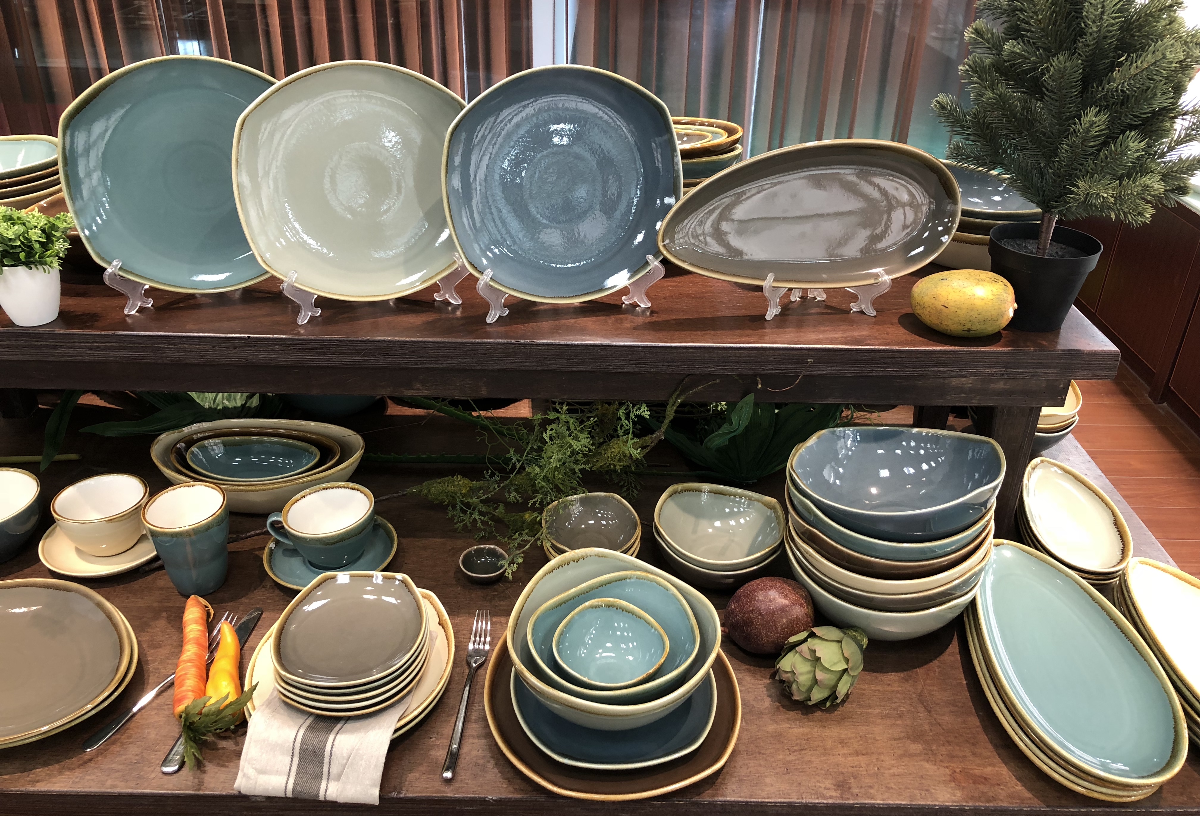 Keramik Geschirrset Grün Blau Organic