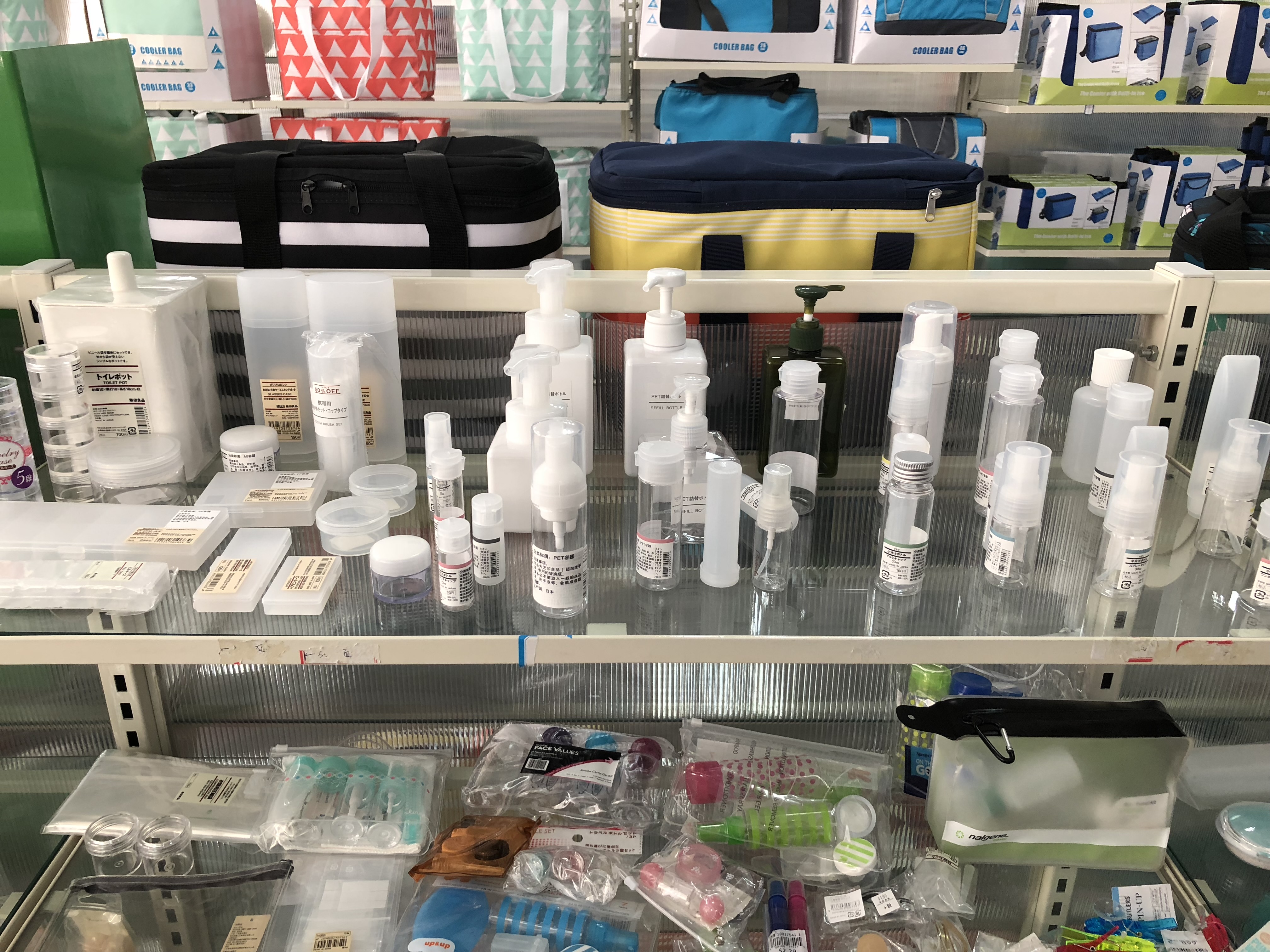 Kosmetikflaschen und Reisebehälter